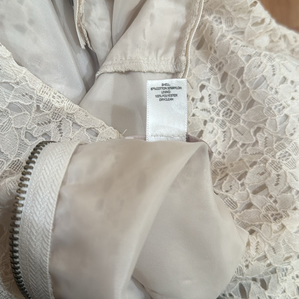 Off-White Lace Midi Sleeveless Dress with Wide-U Neckline and Banded Waistline - Picture 8 of 8